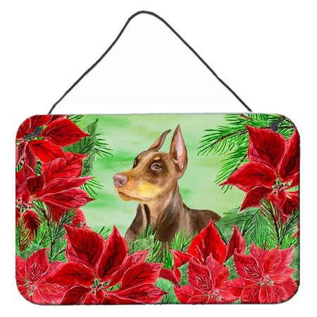 CAROLINES TREASURES Doberman Pinscher Poinsettas Wall or Door Hanging Prints CK1357DS812